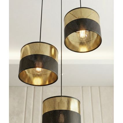 Lustră pe cablu LUX 3xE27/15W/230V negru/auriu