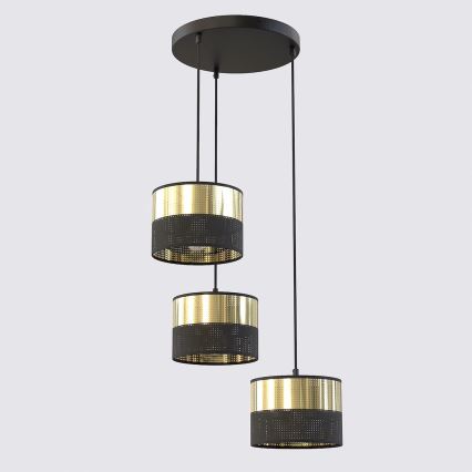 Lustră pe cablu LUX 3xE27/15W/230V negru/auriu