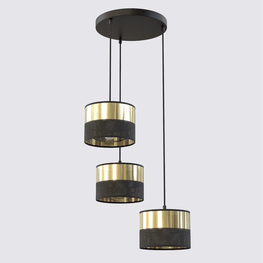 Lustră pe cablu LUX 3xE27/15W/230V negru/auriu