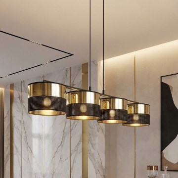 Lustră pe cablu LUX 4xE27/15W/230V negru/auriu