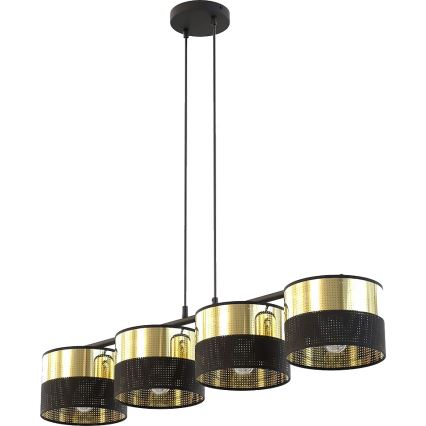 Lustră pe cablu LUX 4xE27/15W/230V negru/auriu