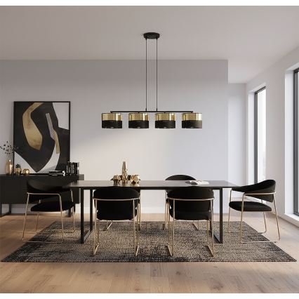 Lustră pe cablu LUX 4xE27/15W/230V negru/auriu