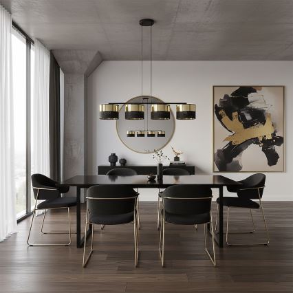 Lustră pe cablu LUX 4xE27/15W/230V negru/auriu