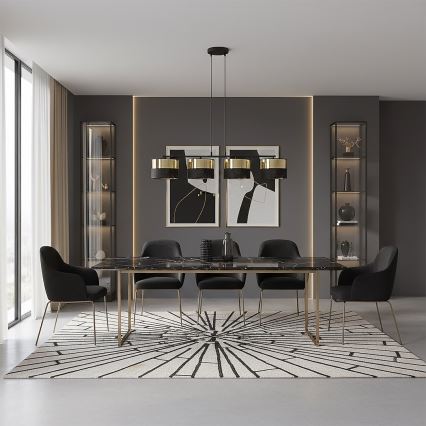 Lustră pe cablu LUX 4xE27/15W/230V negru/auriu