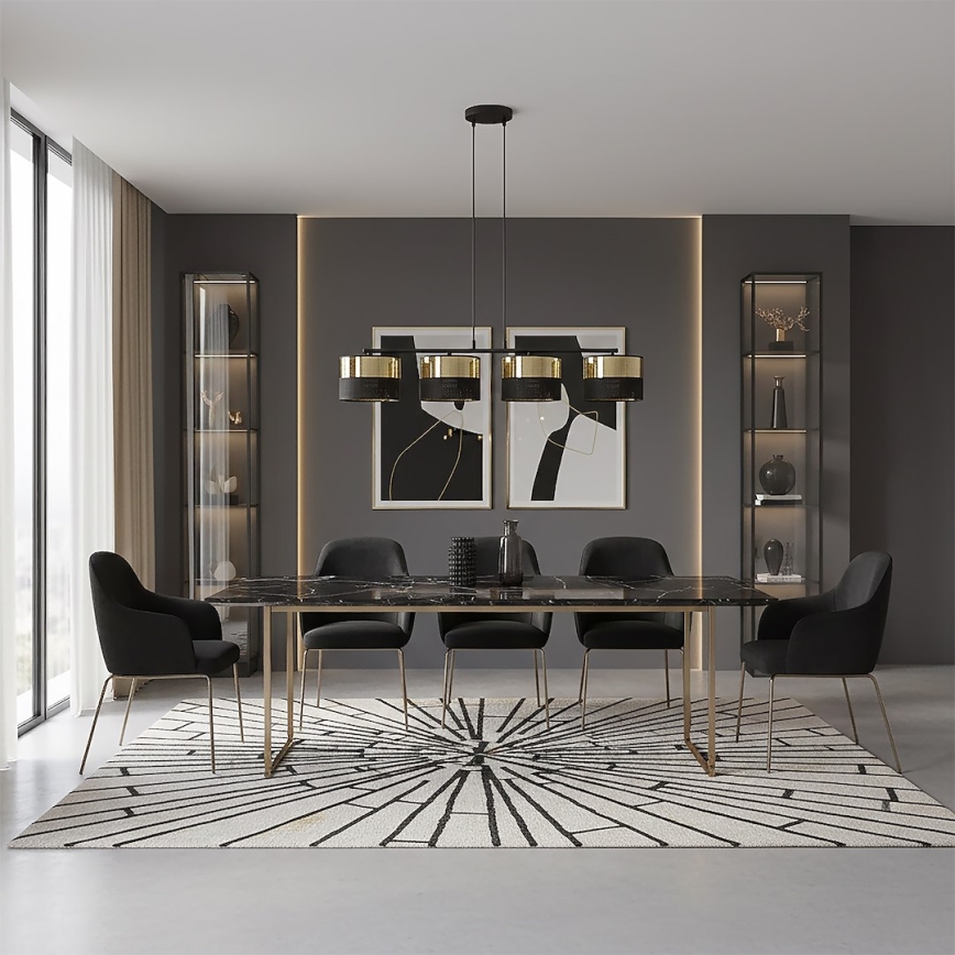 Lustră pe cablu LUX 4xE27/15W/230V negru/auriu