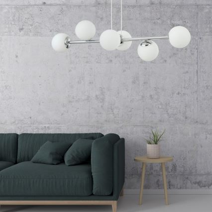 Lustră pe cablu MADDIE, 6 x E14, 5 W, 230 V, crom lucios