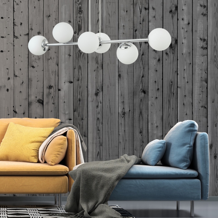 Lustră pe cablu MADDIE, 6 x E14, 5 W, 230 V, crom lucios