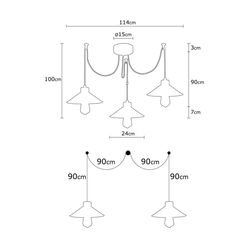 Lustră pe cablu MANAVGAT 3xE27/100W/230V