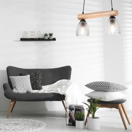 Lustră pe cablu MARGIT 2xE27/60W/230V fag