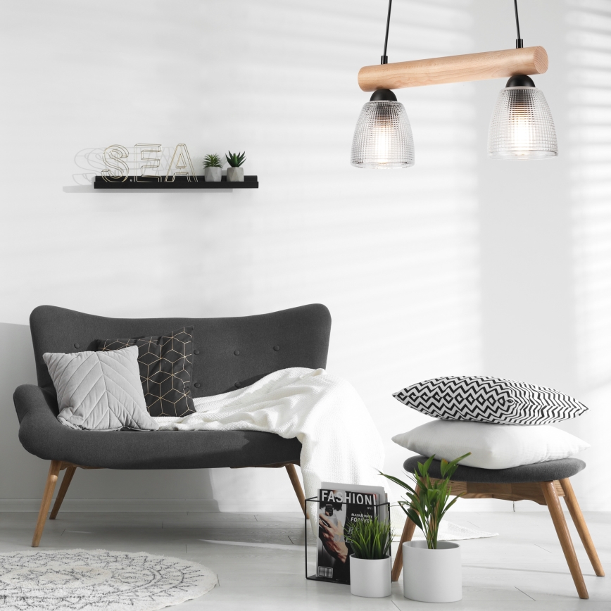 Lustră pe cablu MARGIT 2xE27/60W/230V fag