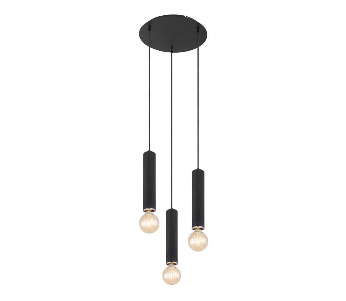 Lustră pe cablu MARION 3xE27/60W/230V lemn negru Globo 15499-3H