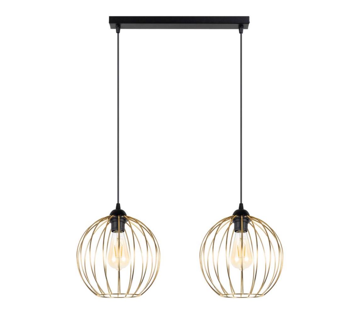 Lustră pe cablu MATT 2xE27/60W/230V neagră/aurie