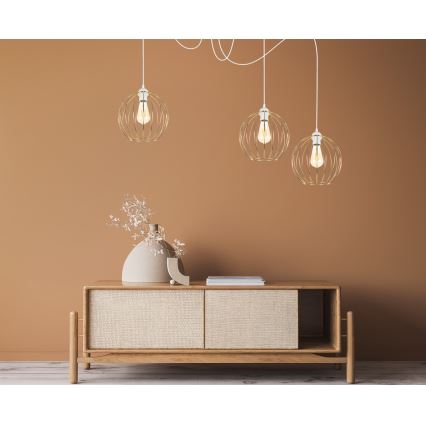 Lustră pe cablu MATT 3xE27/60W/230V albă/aurie