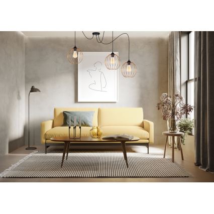 Lustră pe cablu MATT 3xE27/60W/230V neagră/cupru