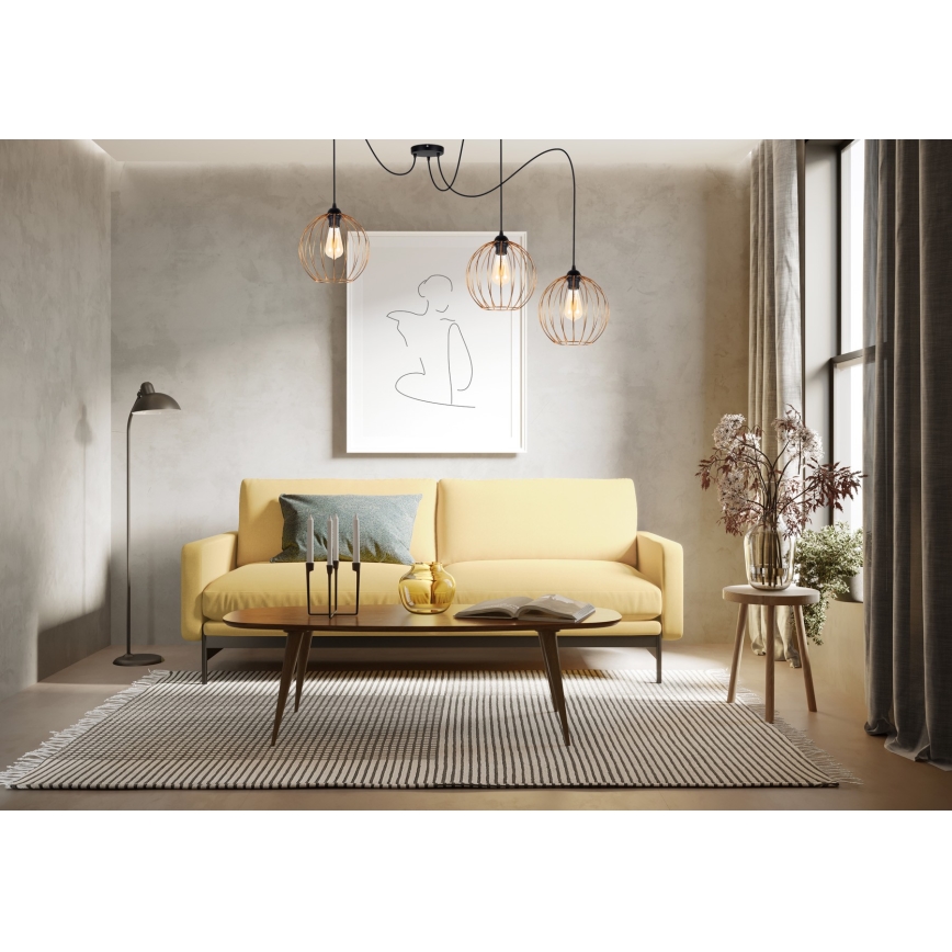 Lustră pe cablu MATT 3xE27/60W/230V neagră/cupru