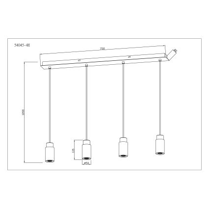 Lustră pe cablu 4xE27/40W/230V Globo