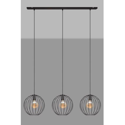 Lustră pe cablu MERCURE 3xE27/15W/230V neagră