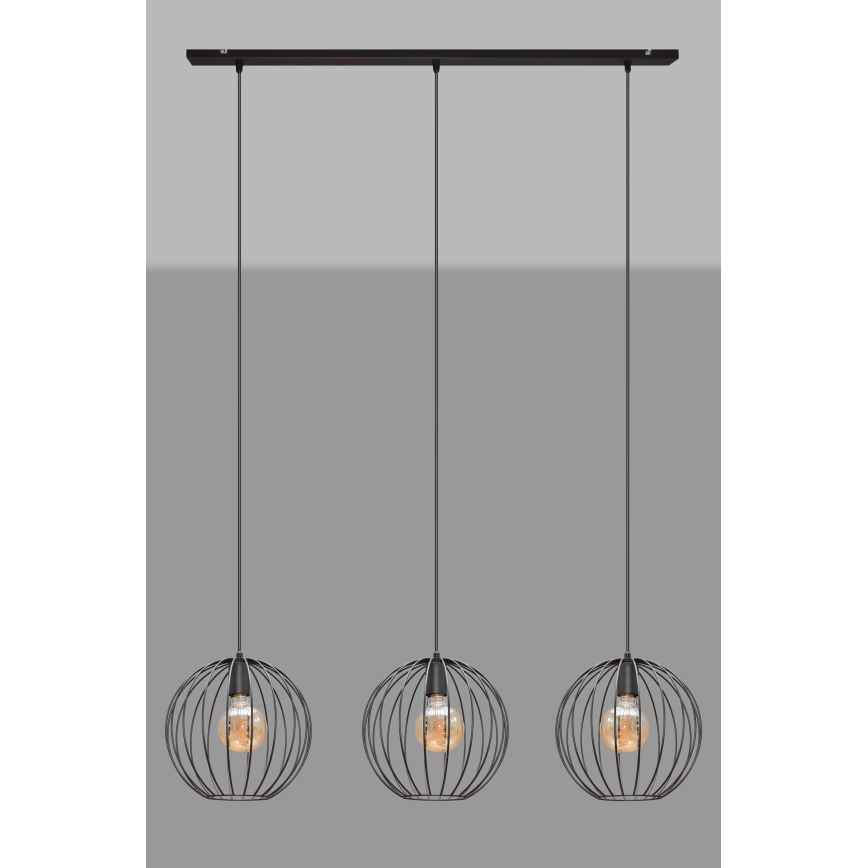 Lustră pe cablu MERCURE 3xE27/15W/230V neagră