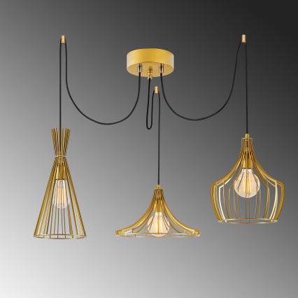 Lustră pe cablu MEZOPOTAMYA 3xE27/40W/230V auriu