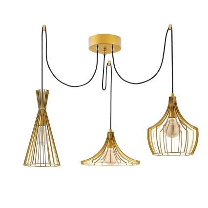 Lustră pe cablu MEZOPOTAMYA 3xE27/40W/230V auriu