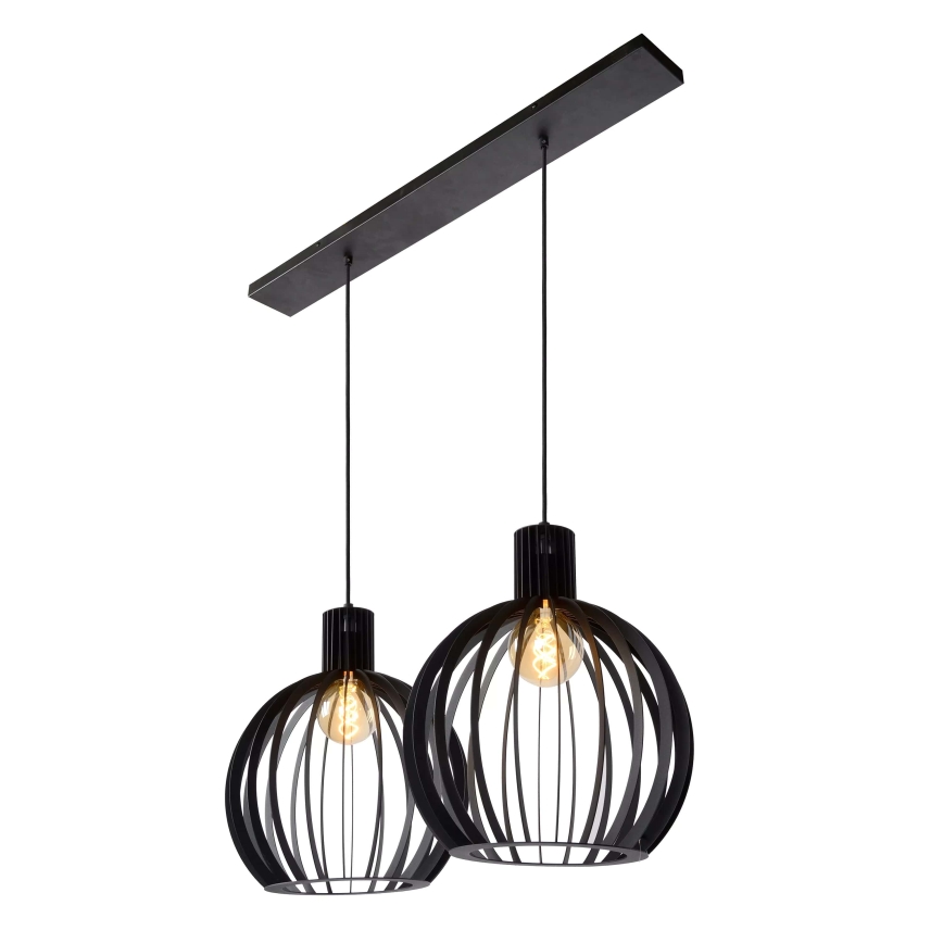 Lustră pe cablu MIKAELA 2xE27/60W/230V neagră Lucide 73400/02/30