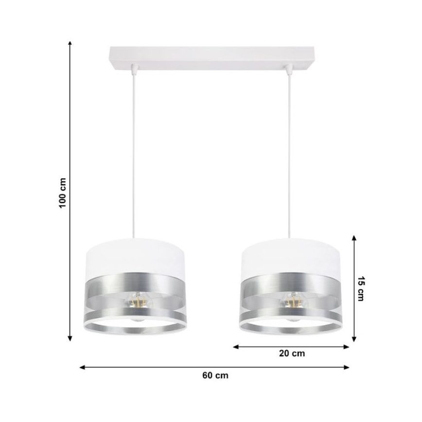 Lustră pe cablu MILO 2xE27/60W/230V argintie