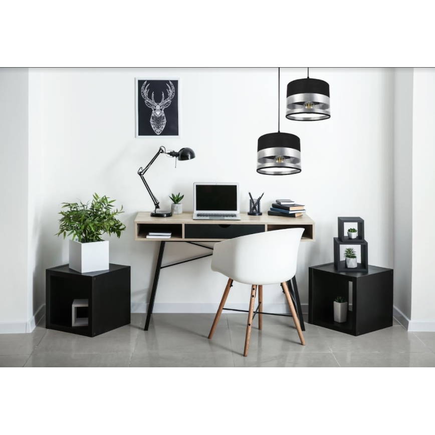 Lustră pe cablu MILO 2xE27/60W/230V argintie/neagră