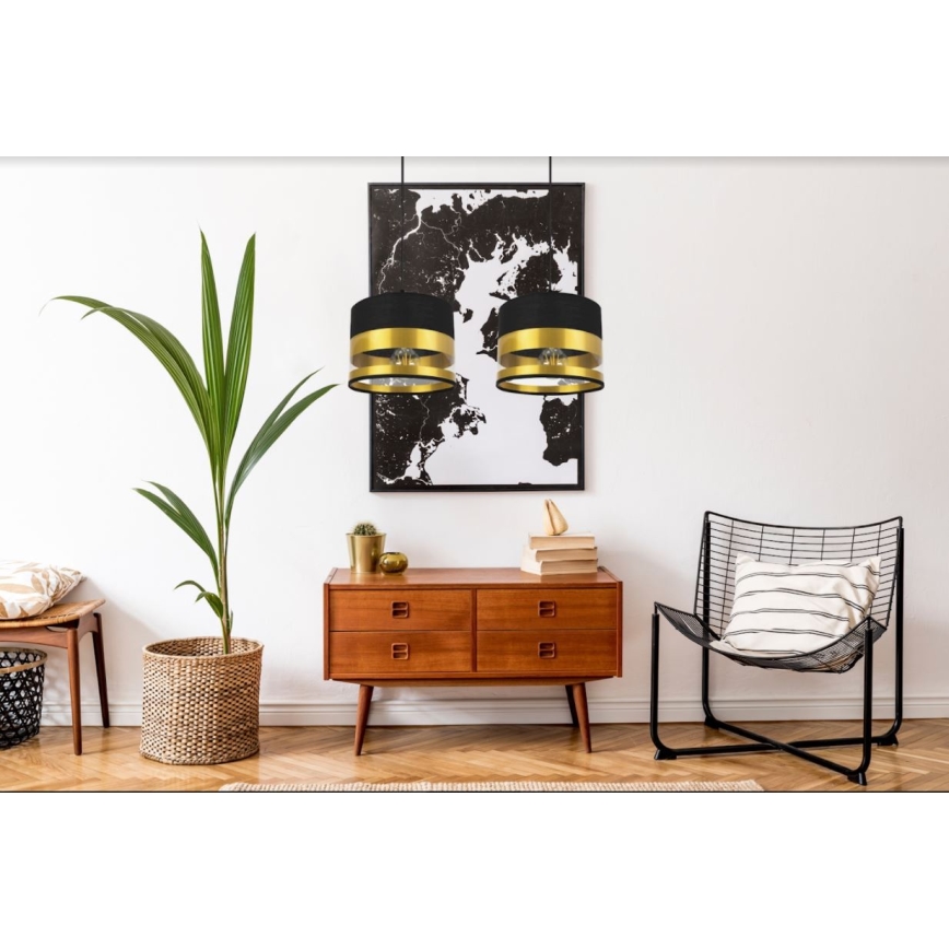 Lustră pe cablu MILO 2xE27/60W/230V aurie/neagră