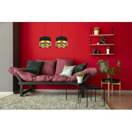 Lustră pe cablu MILO 2xE27/60W/230V aurie/neagră