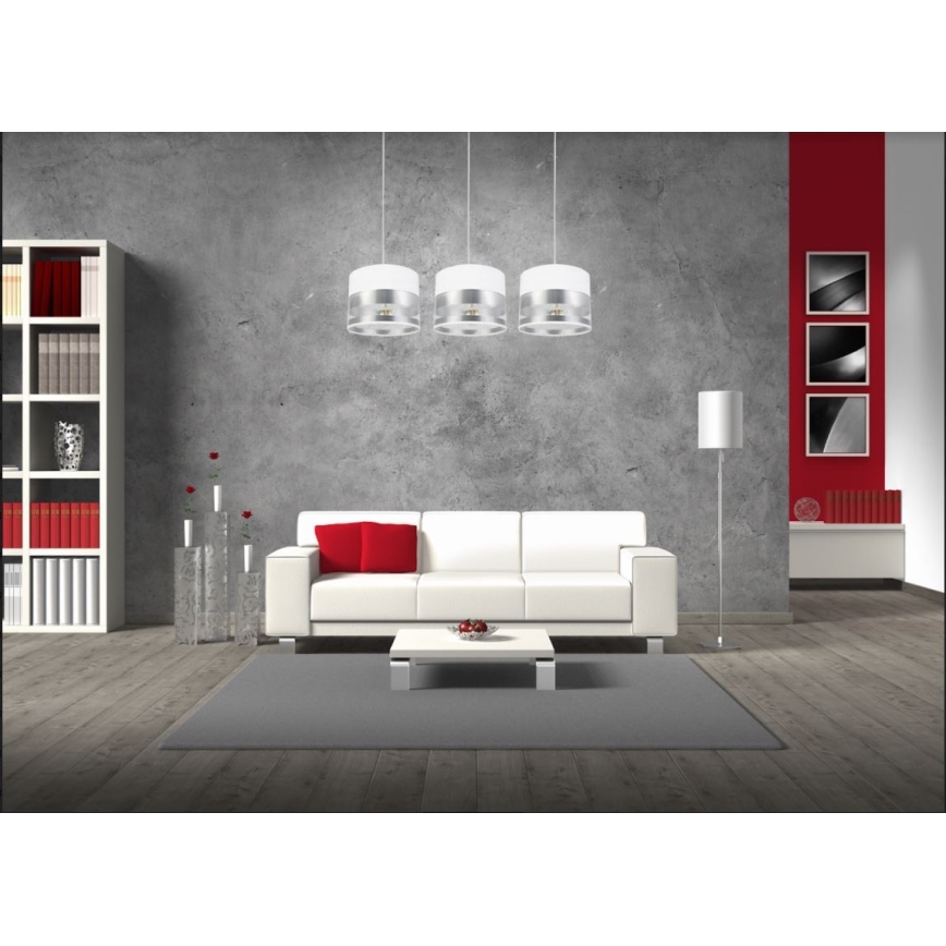 Lustră pe cablu MILO 3xE27/60W/230V argintie