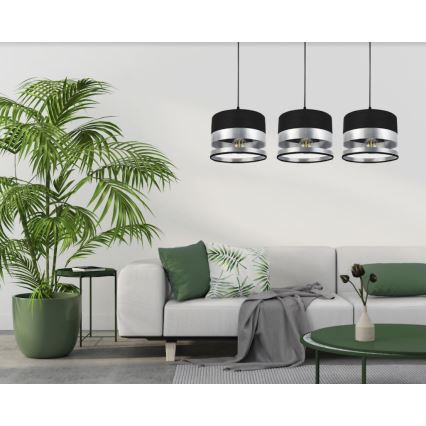Lustră pe cablu MILO 3xE27/60W/230V argintie/neagră