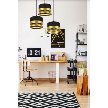Lustră pe cablu MILO 3xE27/60W/230V aurie/neagră