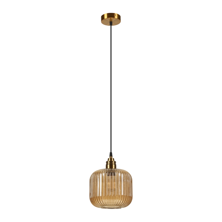 Lustră pe cablu MILOU 1xE27/15W/230V auriu/bej fumuriu