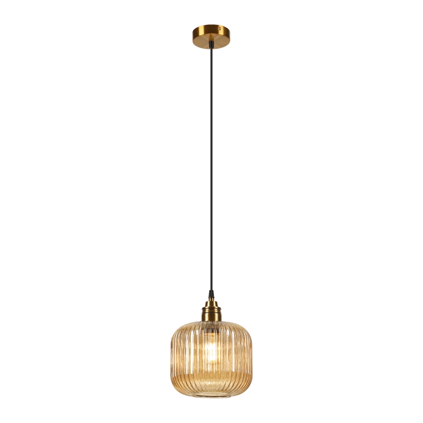 Lustră pe cablu MILOU 1xE27/15W/230V auriu/bej fumuriu