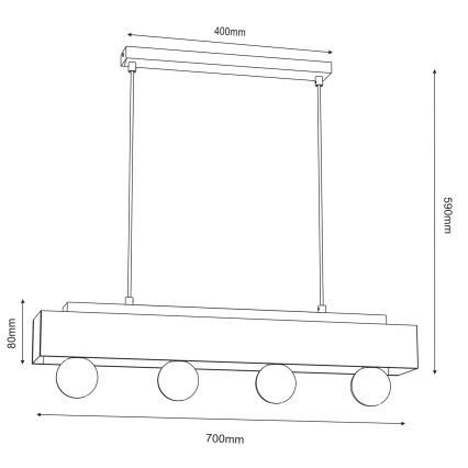 Lustră pe cablu MILUZA 4xE27/15W/230V