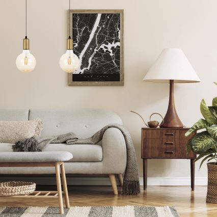 Lustră pe cablu MIROS 2xE27/60W/230V neagră/aurie