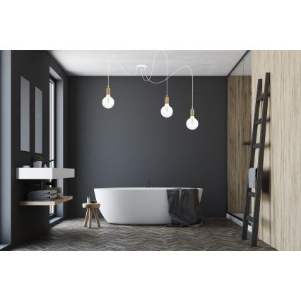 Lustră pe cablu MIROS 3xE27/60W/230V albă/aurie