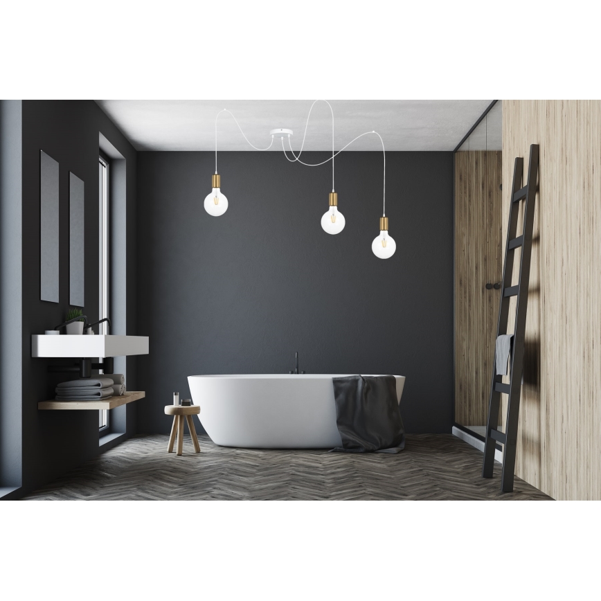 Lustră pe cablu MIROS 3xE27/60W/230V albă/aurie