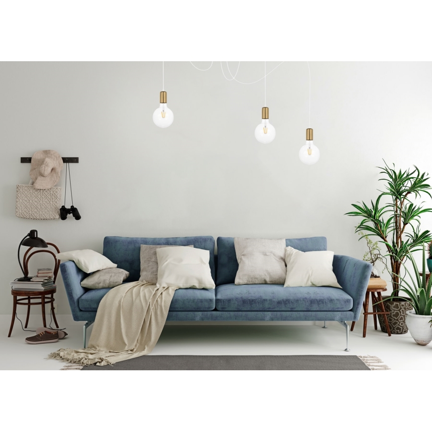 Lustră pe cablu MIROS 3xE27/60W/230V albă/aurie