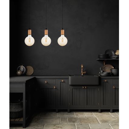 Lustră pe cablu MIROS 3xE27/60W/230V neagră/cupru