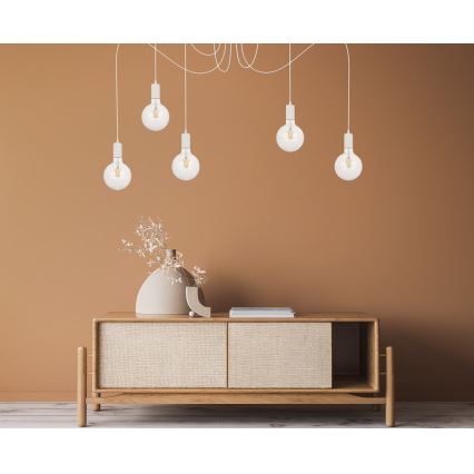 Lustră pe cablu MIROS 5xE27/60W/230V albă