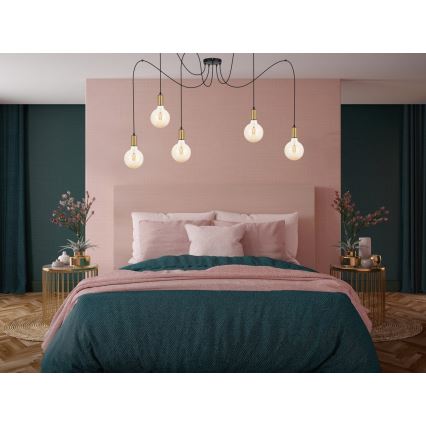 Lustră pe cablu MIROS 5xE27/60W/230V neagră/aurie