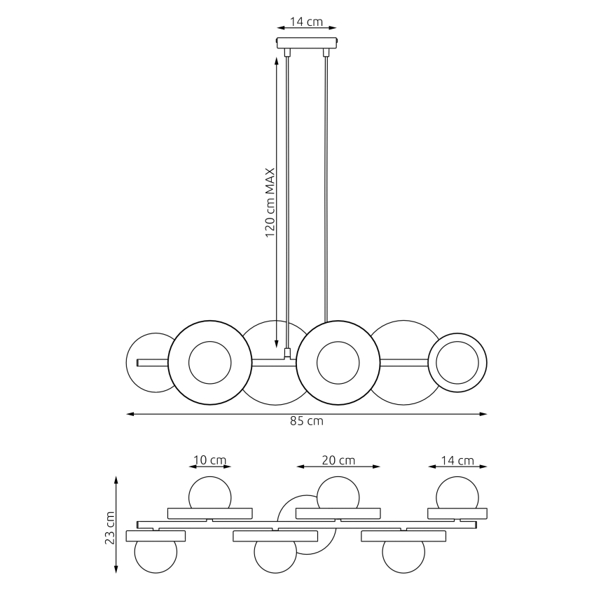 Lustră pe cablu MODEL 6xG9/8W/230V bej