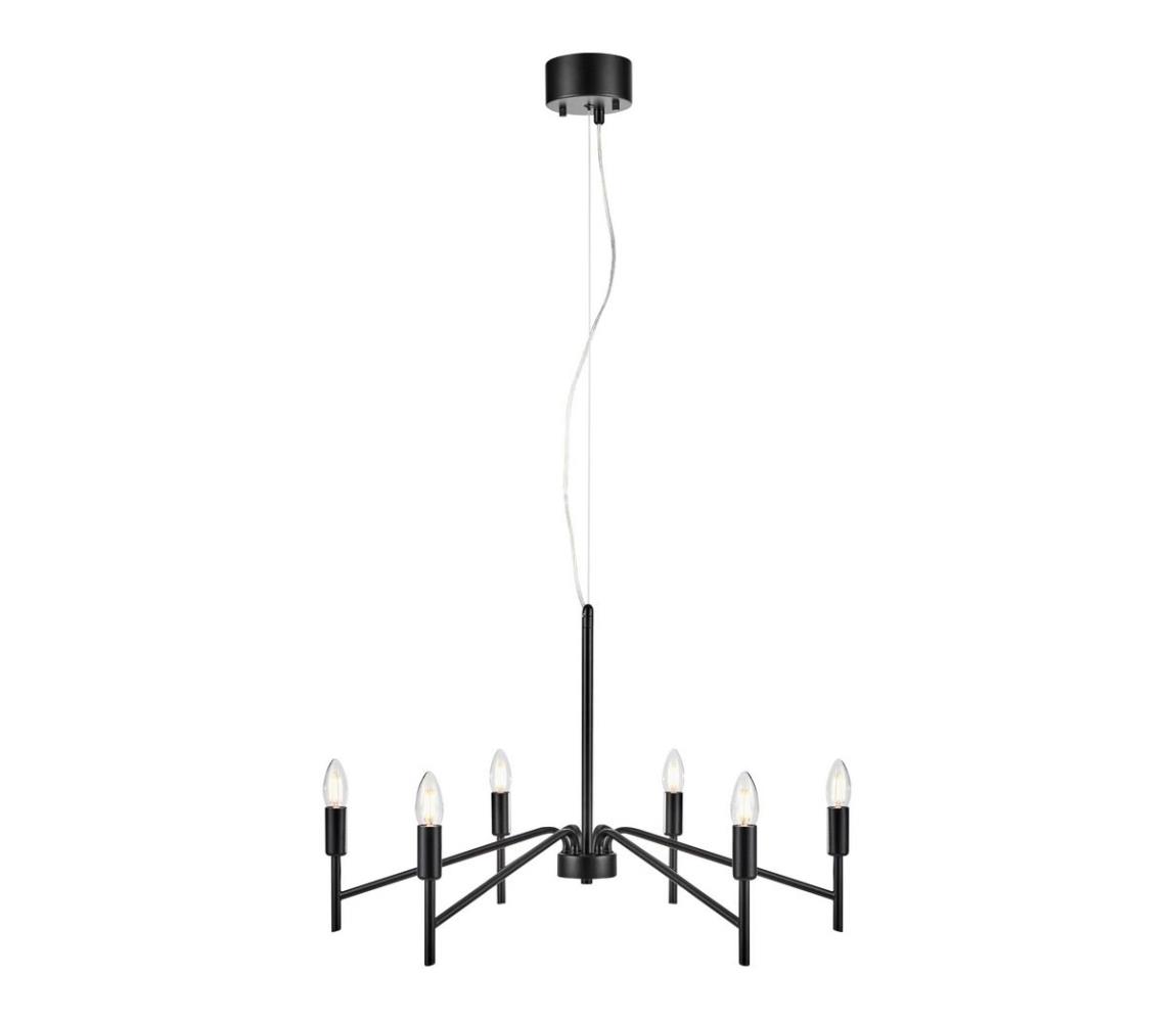 Lustră pe cablu MONARCH 6xE14/18W/230V neagră Markslöjd 108209