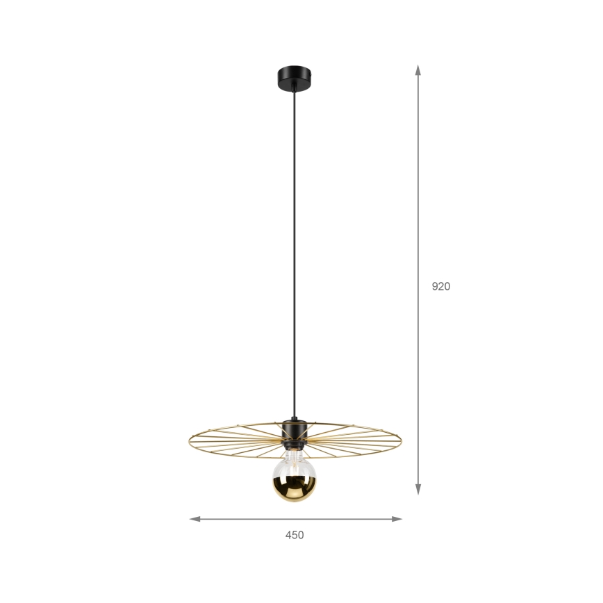 Lustră pe cablu MONTANA 1xE27/15W/230V d. 45 cm auriu/negru