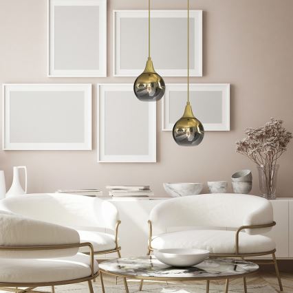 Lustră pe cablu MONTE 1xE27/60W/230V d. 15 cm aurie