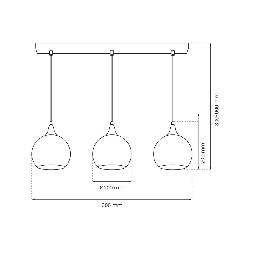 Lustră pe cablu MONTE 3xE27/60W/230V d. 20 cm crom mat