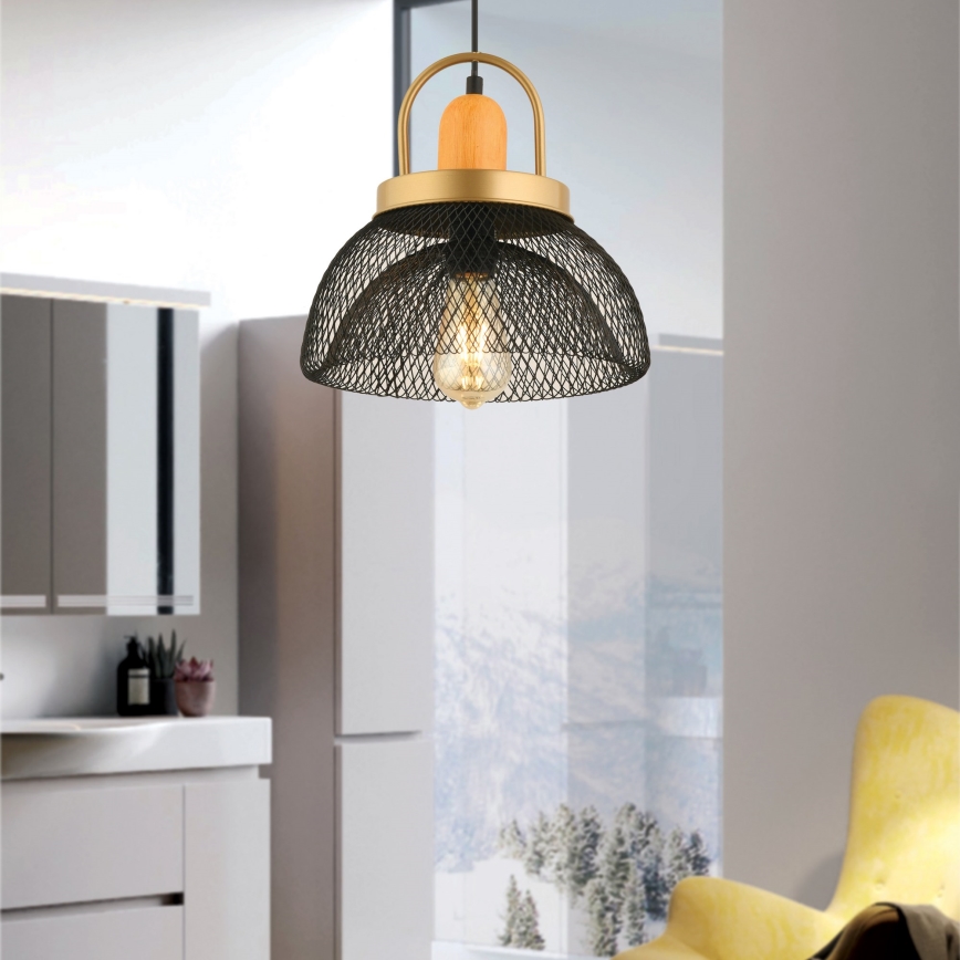 Lustră pe cablu MONZA 1xE27/40W/230V Ø 29 cm negru/auriu