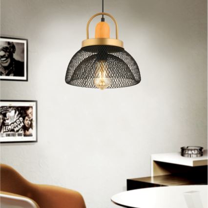 Lustră pe cablu MONZA 1xE27/40W/230V Ø 29 cm negru/auriu