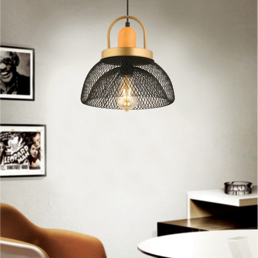 Lustră pe cablu MONZA 1xE27/40W/230V Ø 29 cm negru/auriu